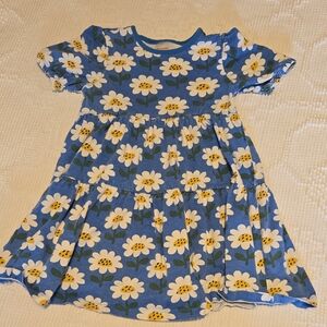 Hanna Andersson Blue Daisy Tiered Ruffle Kids Dress